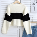 Women Black White Color blocked Relaxed Fit T-shirt With Twisted Design