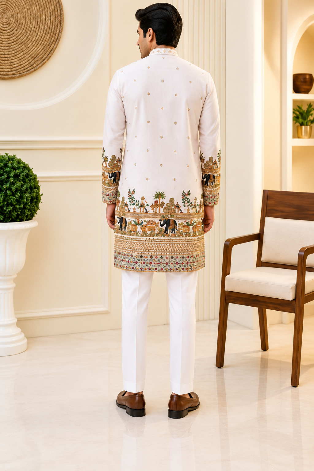 The Royal Hasti Printed Kurta Pyjama Set - Off-White