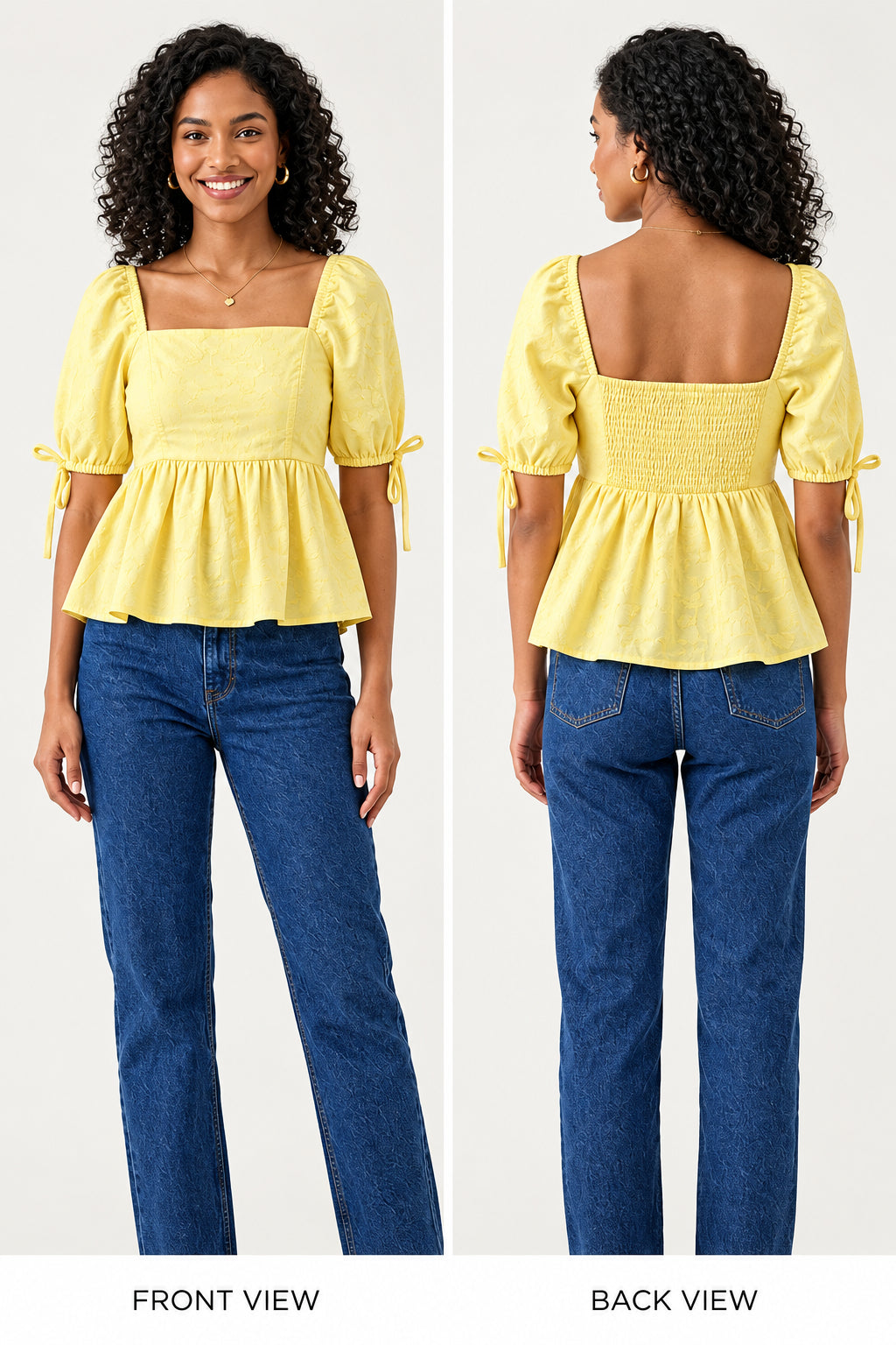 Sunshine Puff-Sleeve Peplum Top
