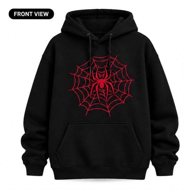 Crimson Web Oversized Streetwear Hoodie