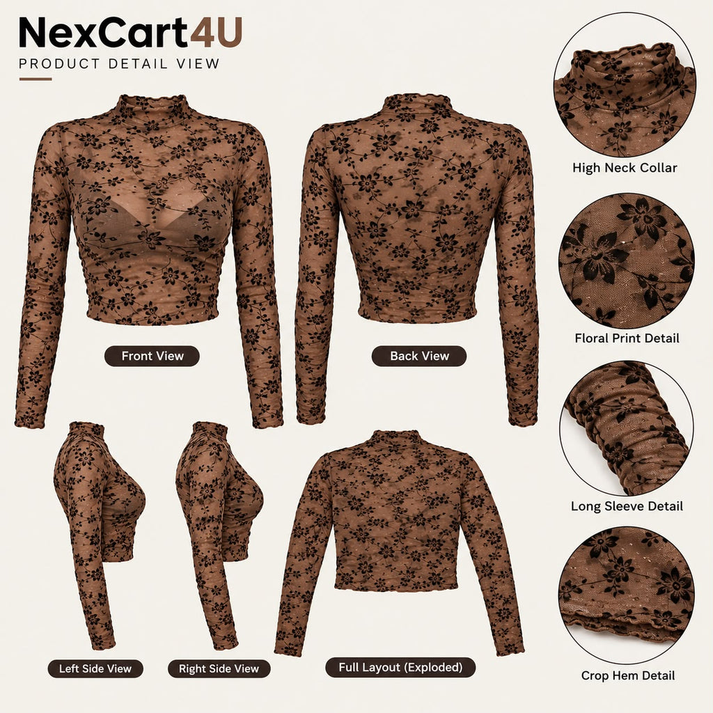 Floral Noir Mesh Crop Top